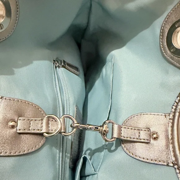 COACH Canvas Tote Bag | Starfish Print | Silver Leather Trim - Picture 9 of 14